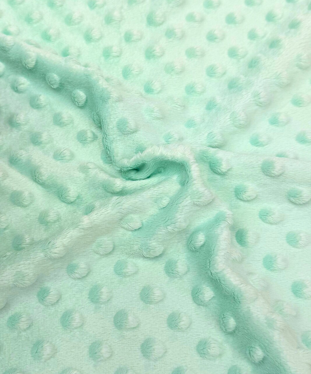 Mint Minky Dot Fabric by the Yard, 60" Wide Ultra-Soft Plush Minky Fabric for Baby Blankets, Nursery Decor, Plush Toys & Sewing